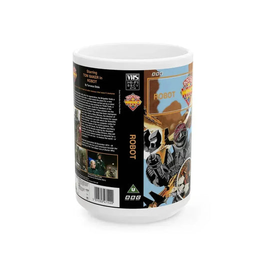 DOCTOR WHO ROBOT (VHS COVER) - White Coffee Mug 15oz - Go Mug Yourself