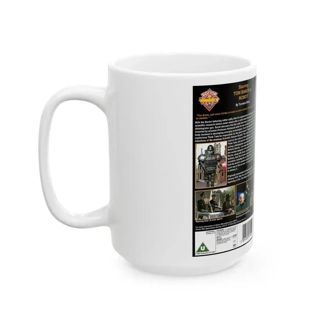 DOCTOR WHO ROBOT (VHS COVER) - White Coffee Mug - Go Mug Yourself