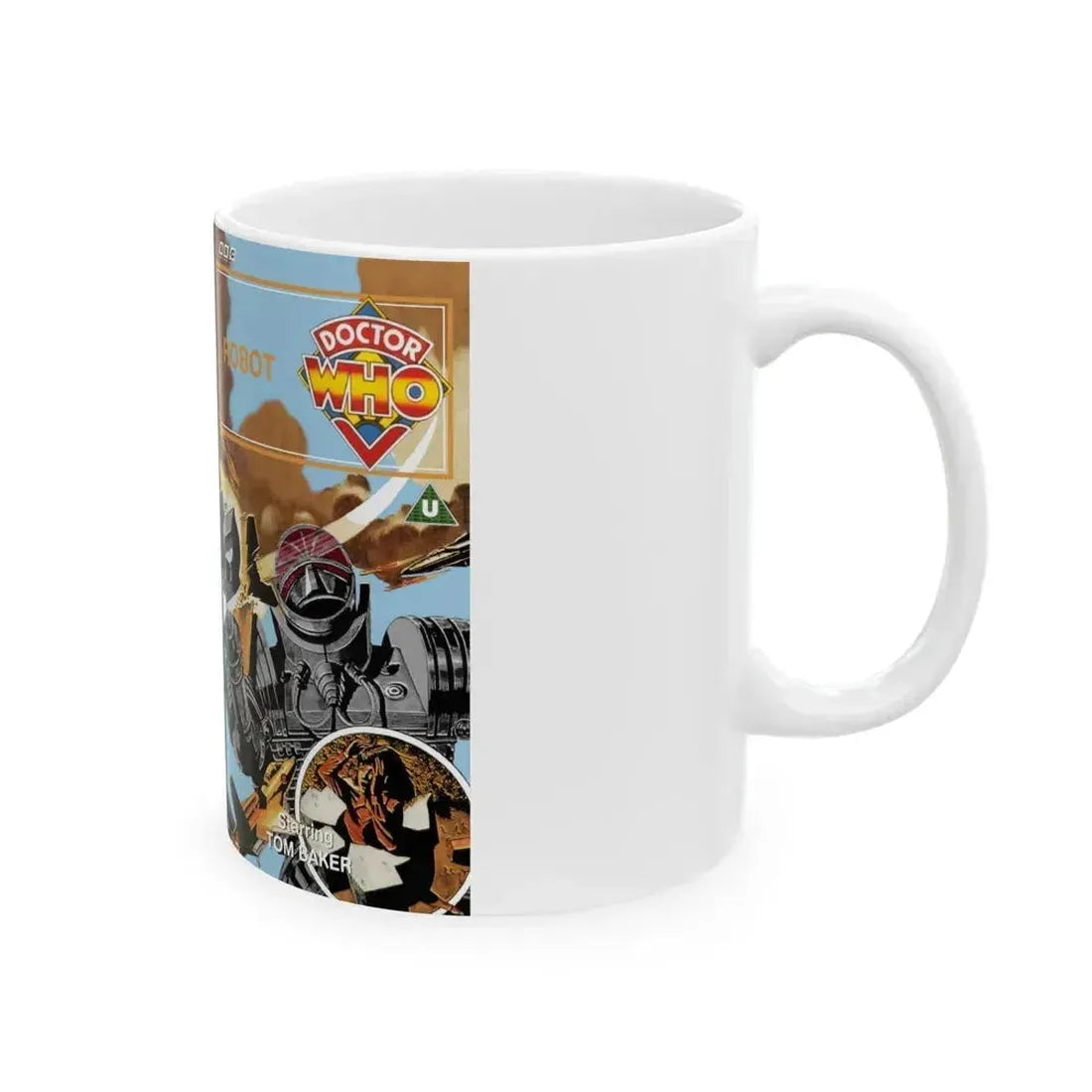 DOCTOR WHO ROBOT (VHS COVER) - White Coffee Mug - Go Mug Yourself