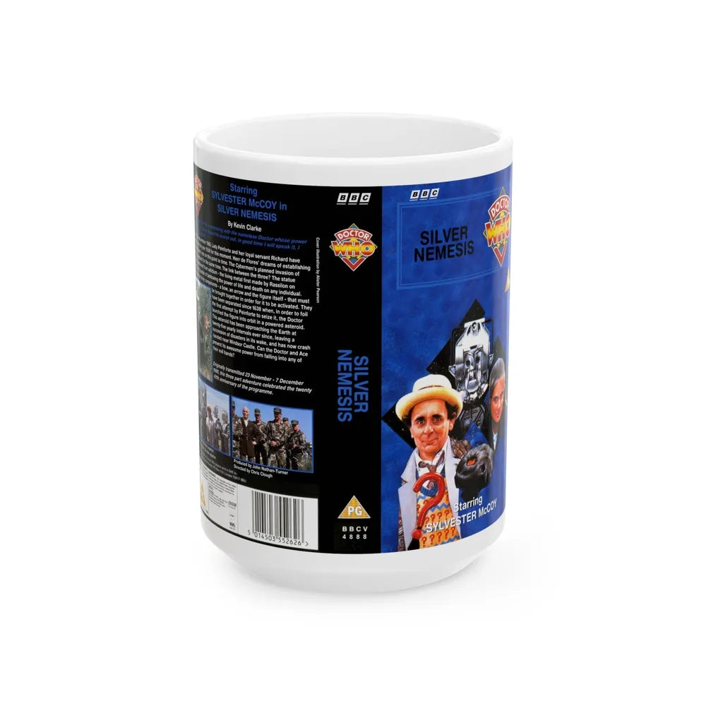 DOCTOR WHO SILVER NEMESIS (VHS COVER) - White Coffee Mug-15oz-Go Mug Yourself