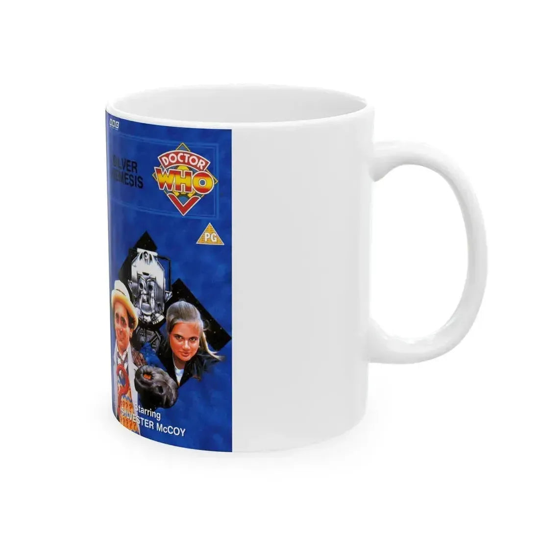 DOCTOR WHO SILVER NEMESIS (VHS COVER) - White Coffee Mug - Go Mug Yourself