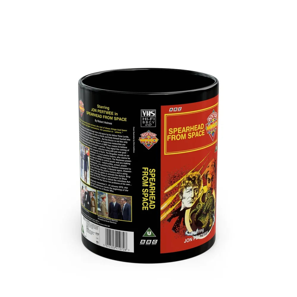 DOCTOR WHO SPEARHEAD FROM SPACE (VHS COVER) - Black Coffee Mug-11oz-Go Mug Yourself