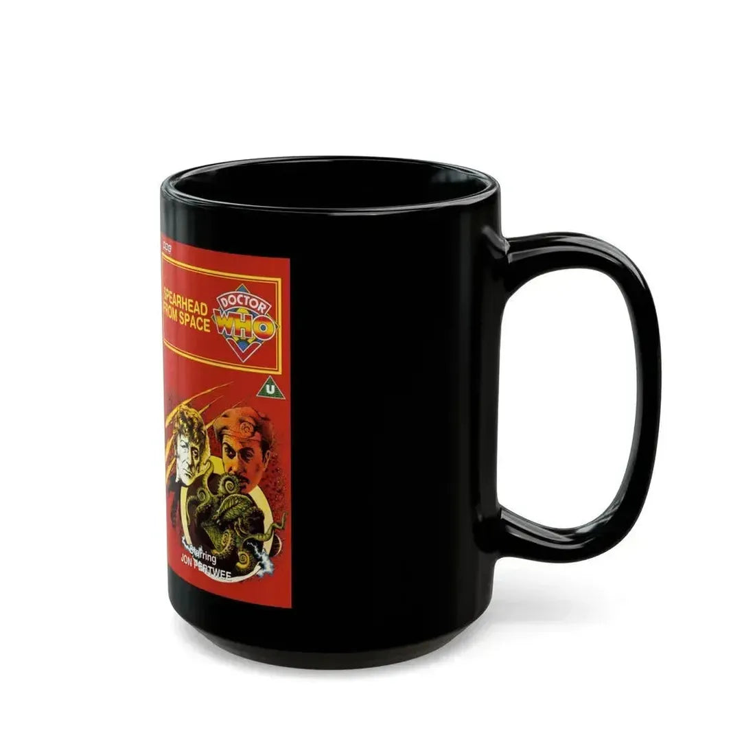 DOCTOR WHO SPEARHEAD FROM SPACE (VHS COVER) - Black Coffee Mug - Go Mug Yourself