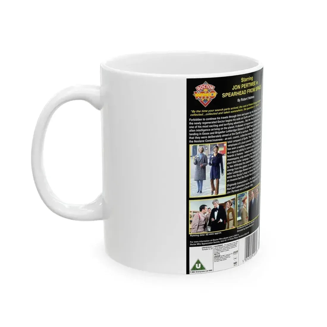 DOCTOR WHO SPEARHEAD FROM SPACE (VHS COVER) - White Coffee Mug - Go Mug Yourself