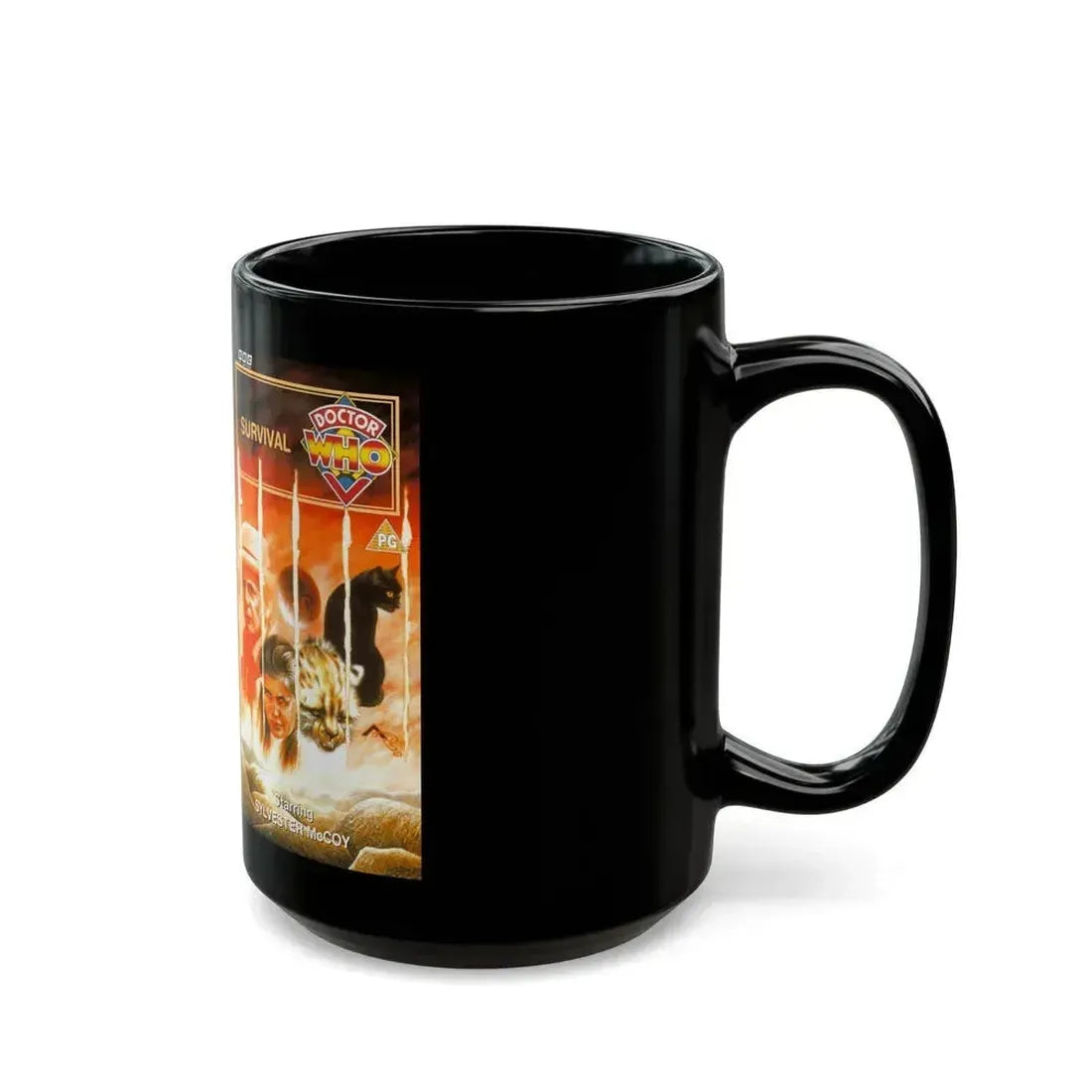 DOCTOR WHO SURVIVAL SYLVESTER MCCOY (VHS COVER) - Black Coffee Mug - Go Mug Yourself
