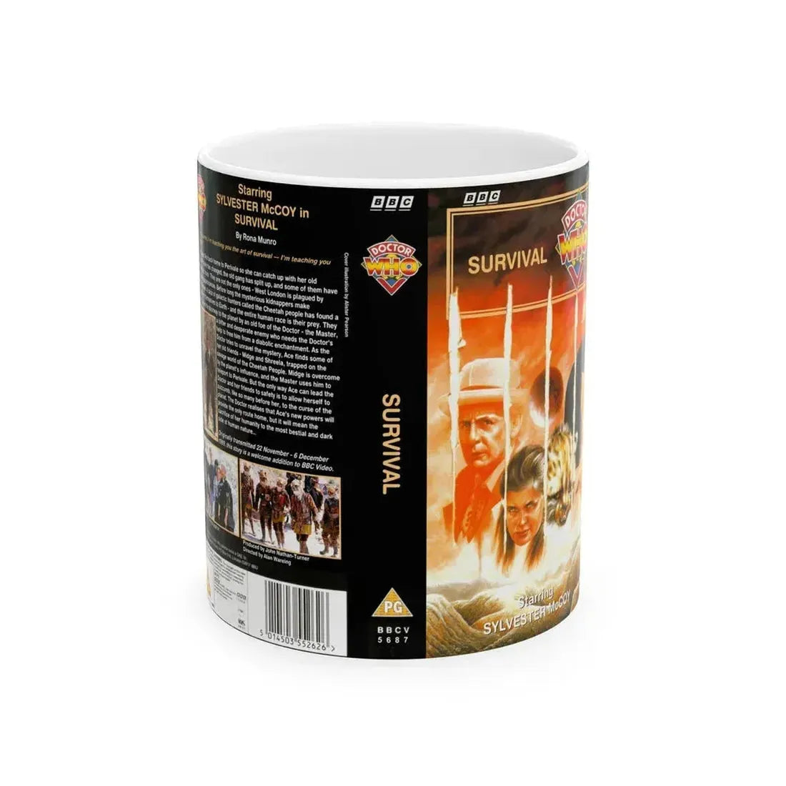 DOCTOR WHO SURVIVAL SYLVESTER MCCOY (VHS COVER) - White Coffee Mug 11oz - Go Mug Yourself