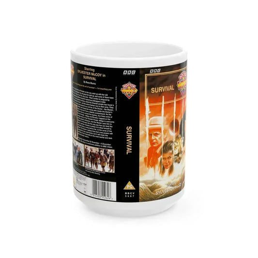 DOCTOR WHO SURVIVAL SYLVESTER MCCOY (VHS COVER) - White Coffee Mug 15oz - Go Mug Yourself