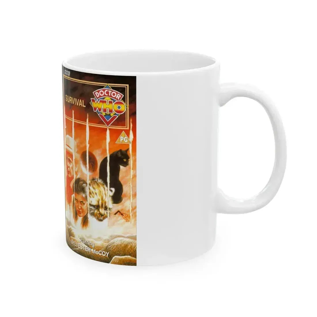 DOCTOR WHO SURVIVAL SYLVESTER MCCOY (VHS COVER) - White Coffee Mug - Go Mug Yourself