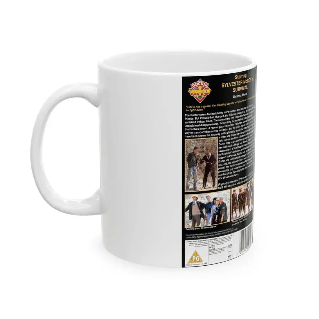 DOCTOR WHO SURVIVAL SYLVESTER MCCOY (VHS COVER) - White Coffee Mug - Go Mug Yourself