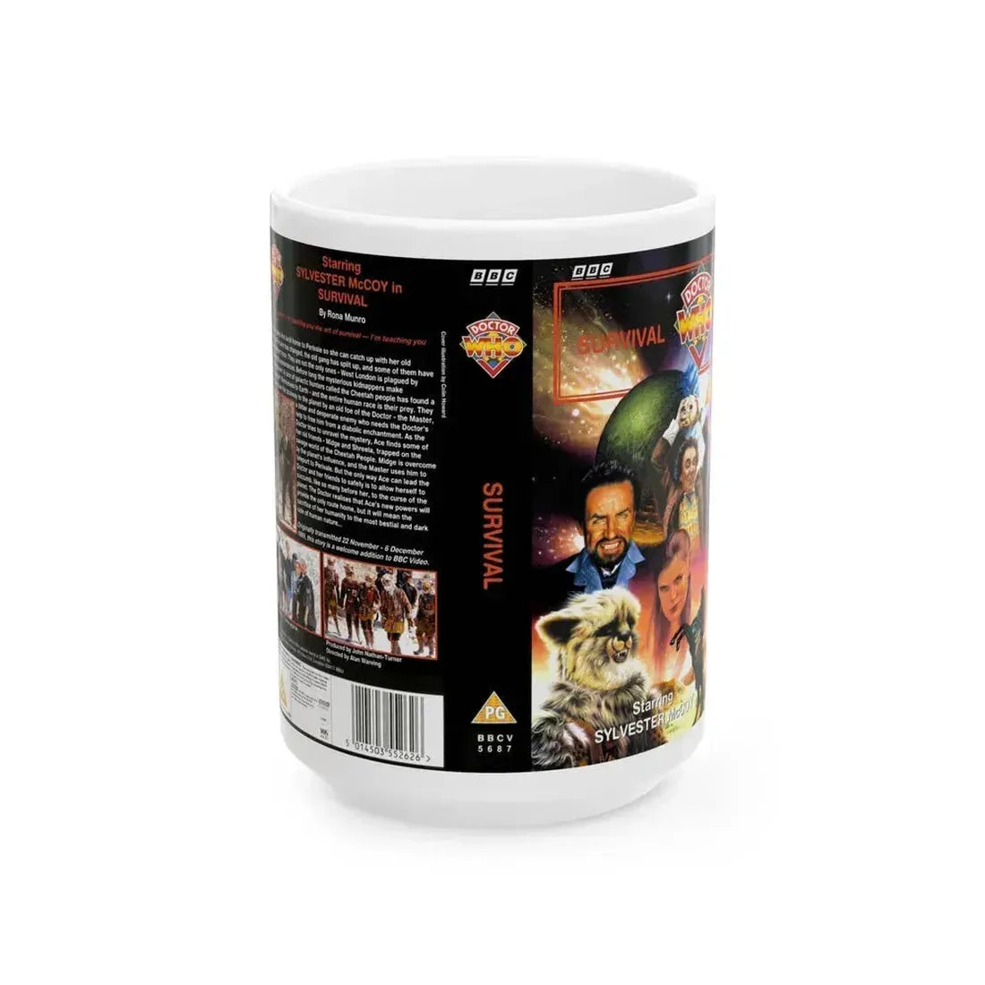 DOCTOR WHO SURVIVAL (VHS COVER) - White Coffee Mug 15oz - Go Mug Yourself