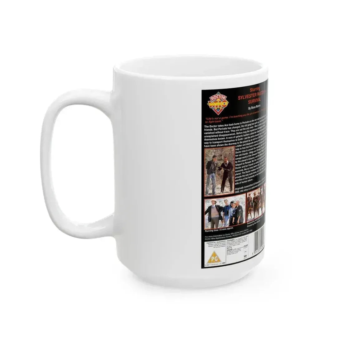 DOCTOR WHO SURVIVAL (VHS COVER) - White Coffee Mug - Go Mug Yourself