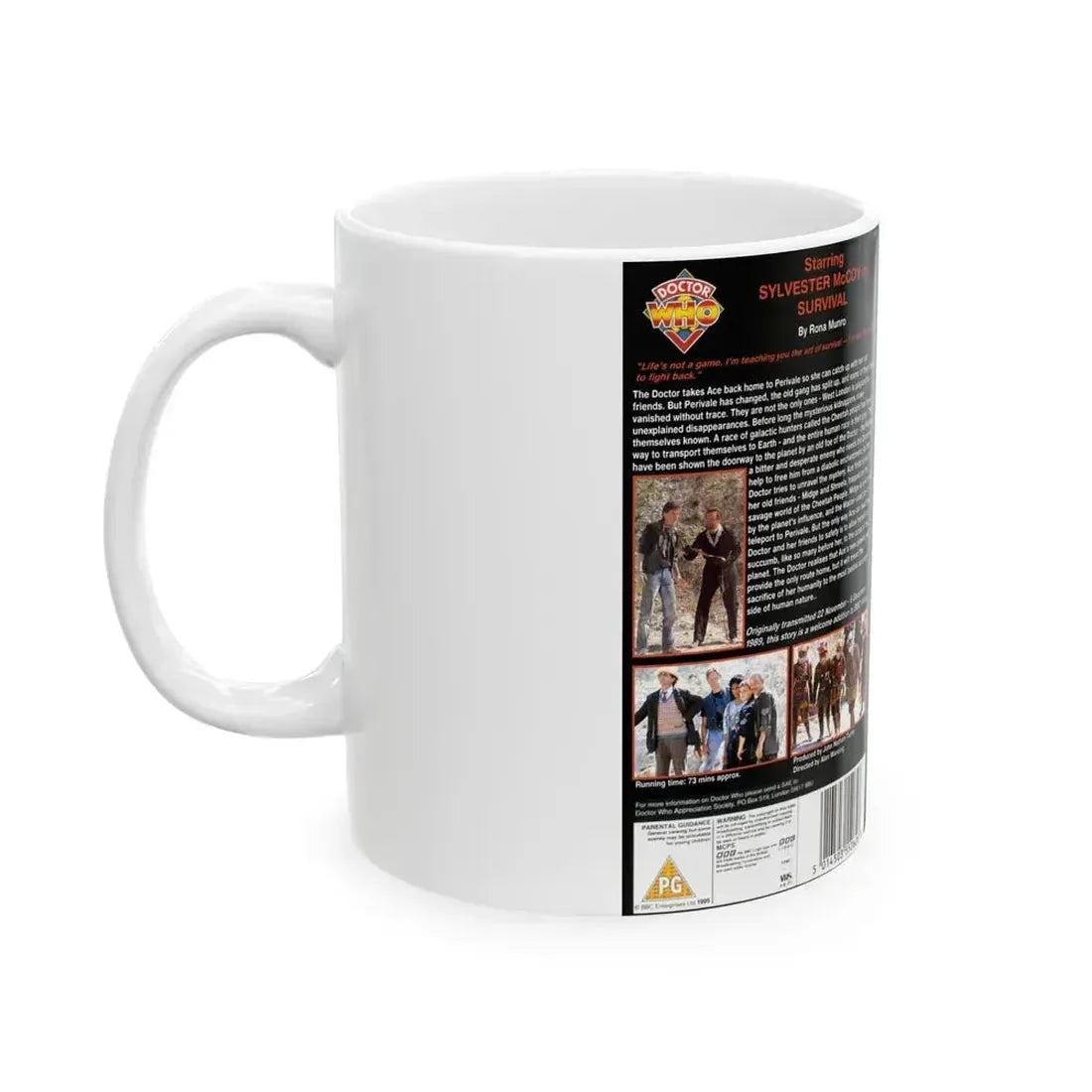DOCTOR WHO SURVIVAL (VHS COVER) - White Coffee Mug - Go Mug Yourself