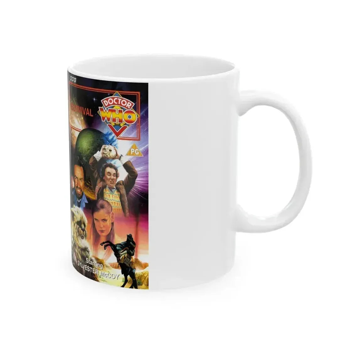 DOCTOR WHO SURVIVAL (VHS COVER) - White Coffee Mug - Go Mug Yourself