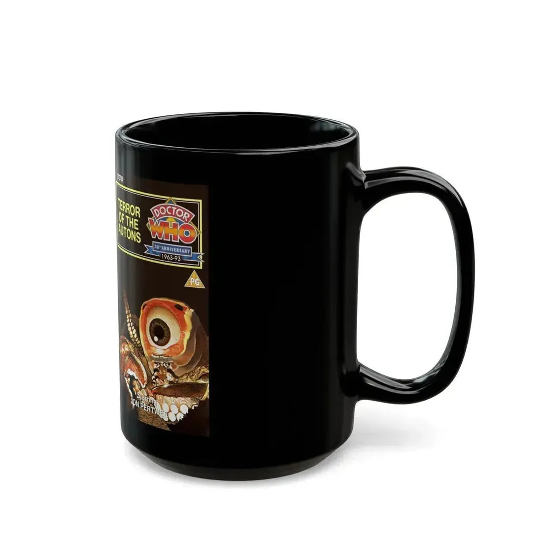 DOCTOR WHO TERROR OF THE AUTONS JON PERTWEE (VHS COVER) - Black Coffee Mug - Go Mug Yourself