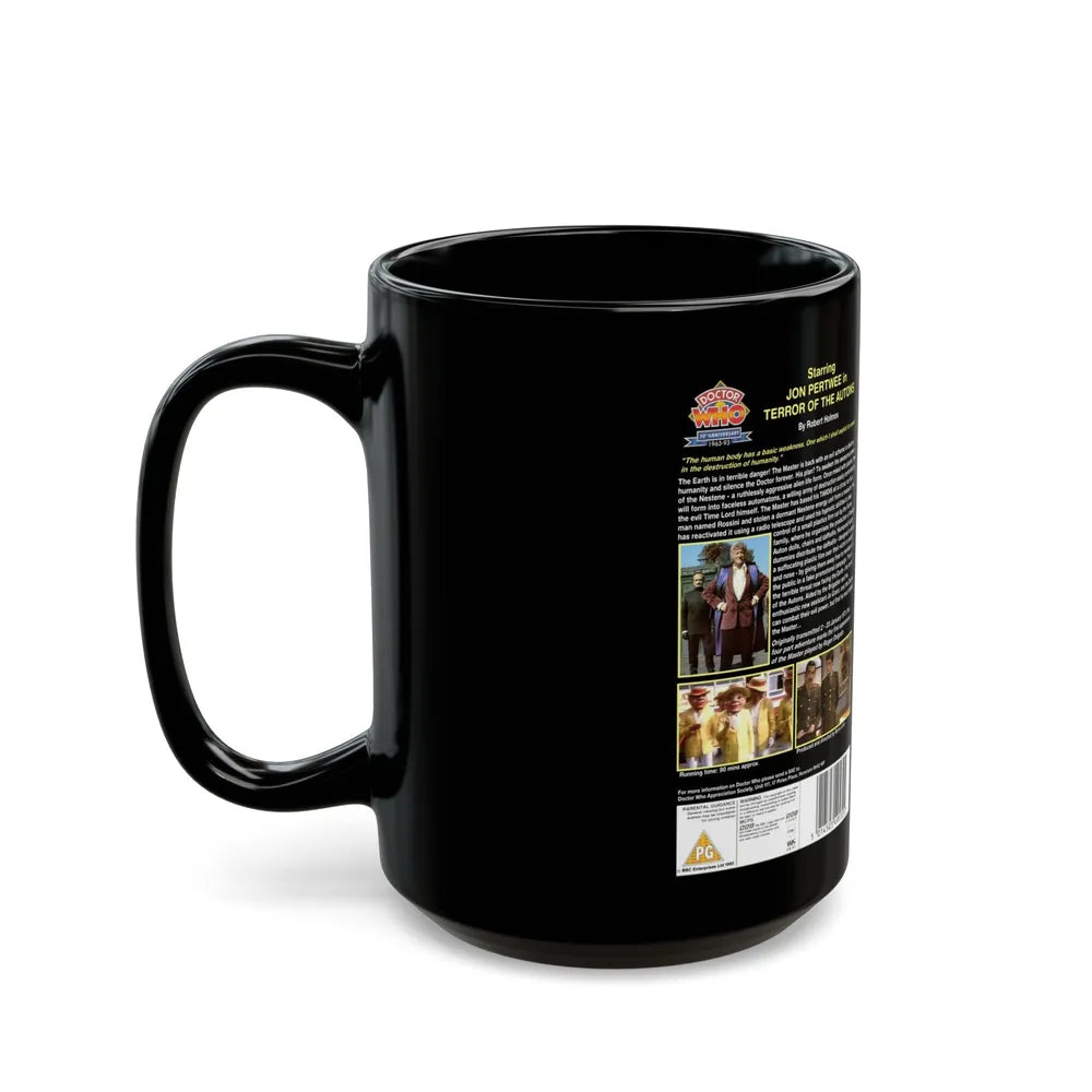 DOCTOR WHO TERROR OF THE AUTONS JON PERTWEE (VHS COVER) - Black Coffee Mug-Go Mug Yourself