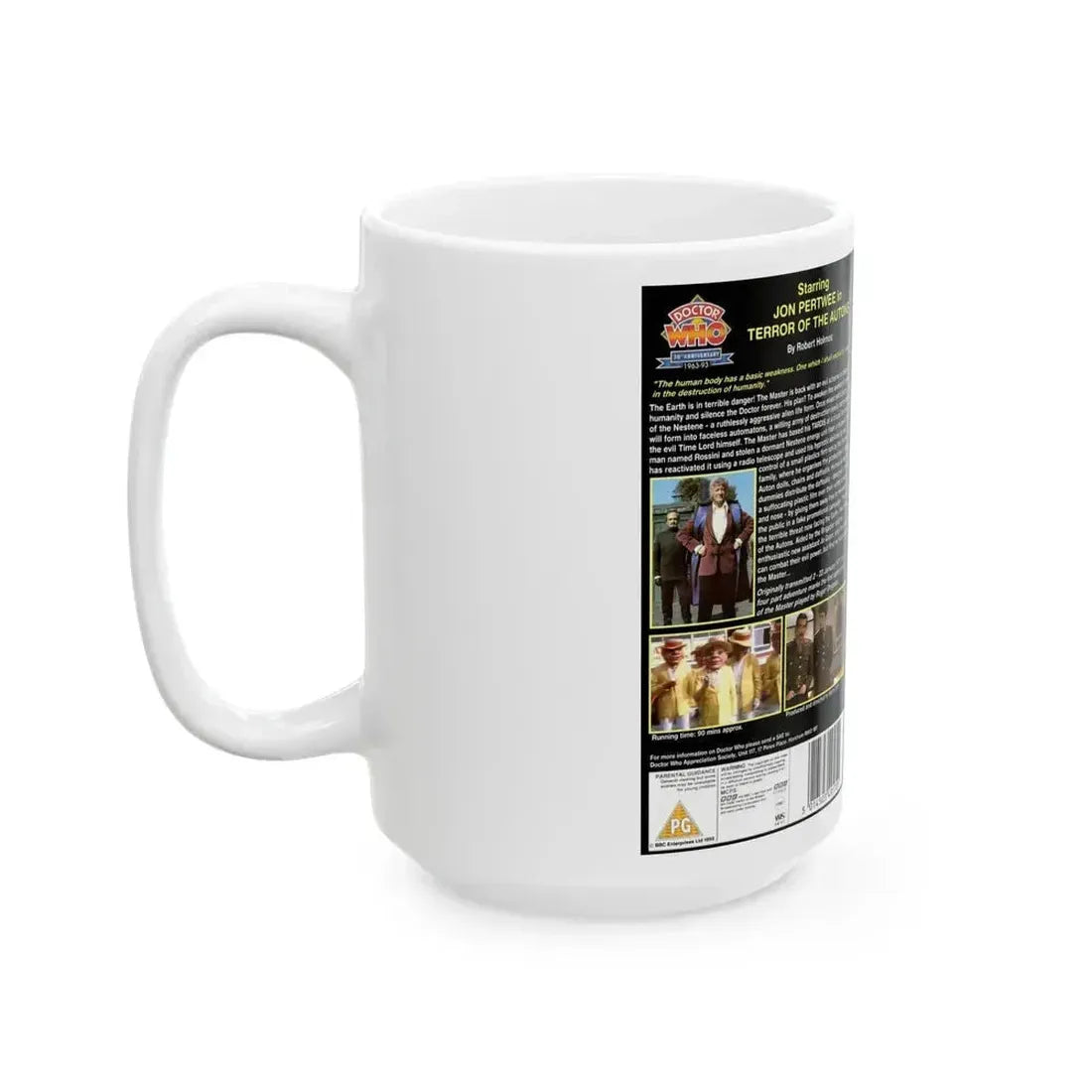 DOCTOR WHO TERROR OF THE AUTONS JON PERTWEE (VHS COVER) - White Coffee Mug - Go Mug Yourself