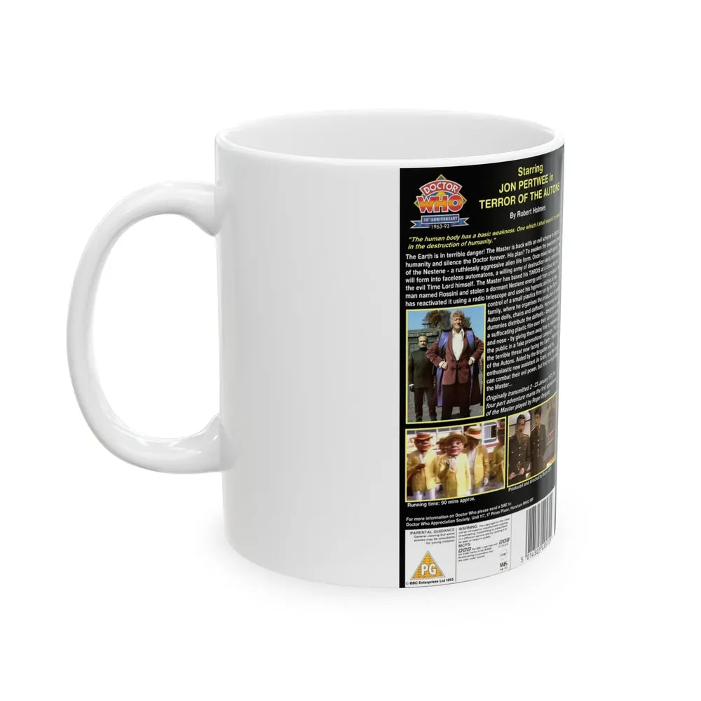 DOCTOR WHO TERROR OF THE AUTONS JON PERTWEE (VHS COVER) - White Coffee Mug-Go Mug Yourself