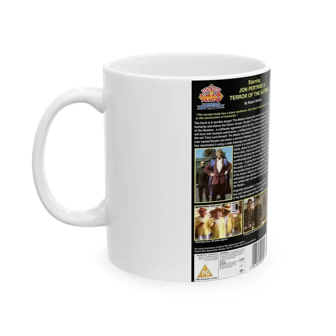 DOCTOR WHO TERROR OF THE AUTONS JON PERTWEE (VHS COVER) - White Coffee Mug - Go Mug Yourself