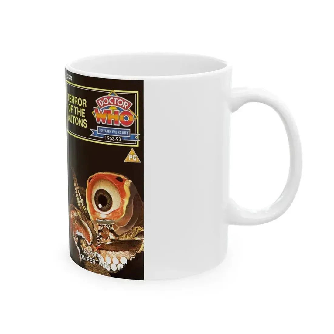 DOCTOR WHO TERROR OF THE AUTONS JON PERTWEE (VHS COVER) - White Coffee Mug - Go Mug Yourself