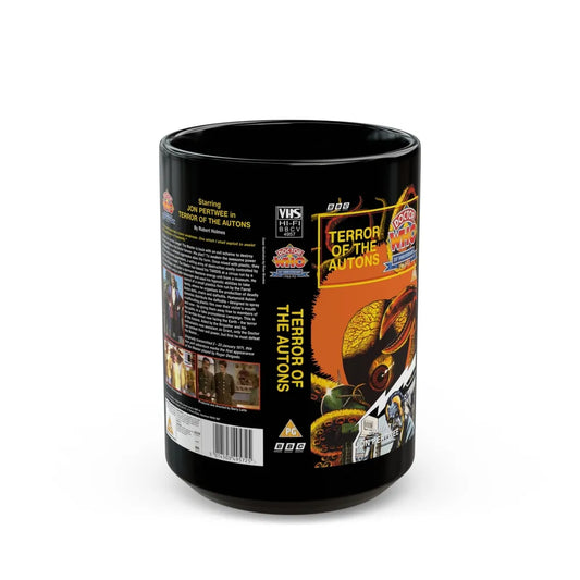 DOCTOR WHO TERROR OF THE AUTONS (VHS COVER) - Black Coffee Mug-15oz-Go Mug Yourself