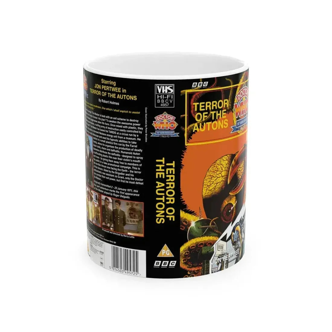 DOCTOR WHO TERROR OF THE AUTONS (VHS COVER) - White Coffee Mug 11oz - Go Mug Yourself