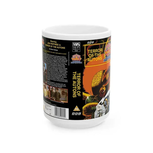 DOCTOR WHO TERROR OF THE AUTONS (VHS COVER) - White Coffee Mug 15oz - Go Mug Yourself