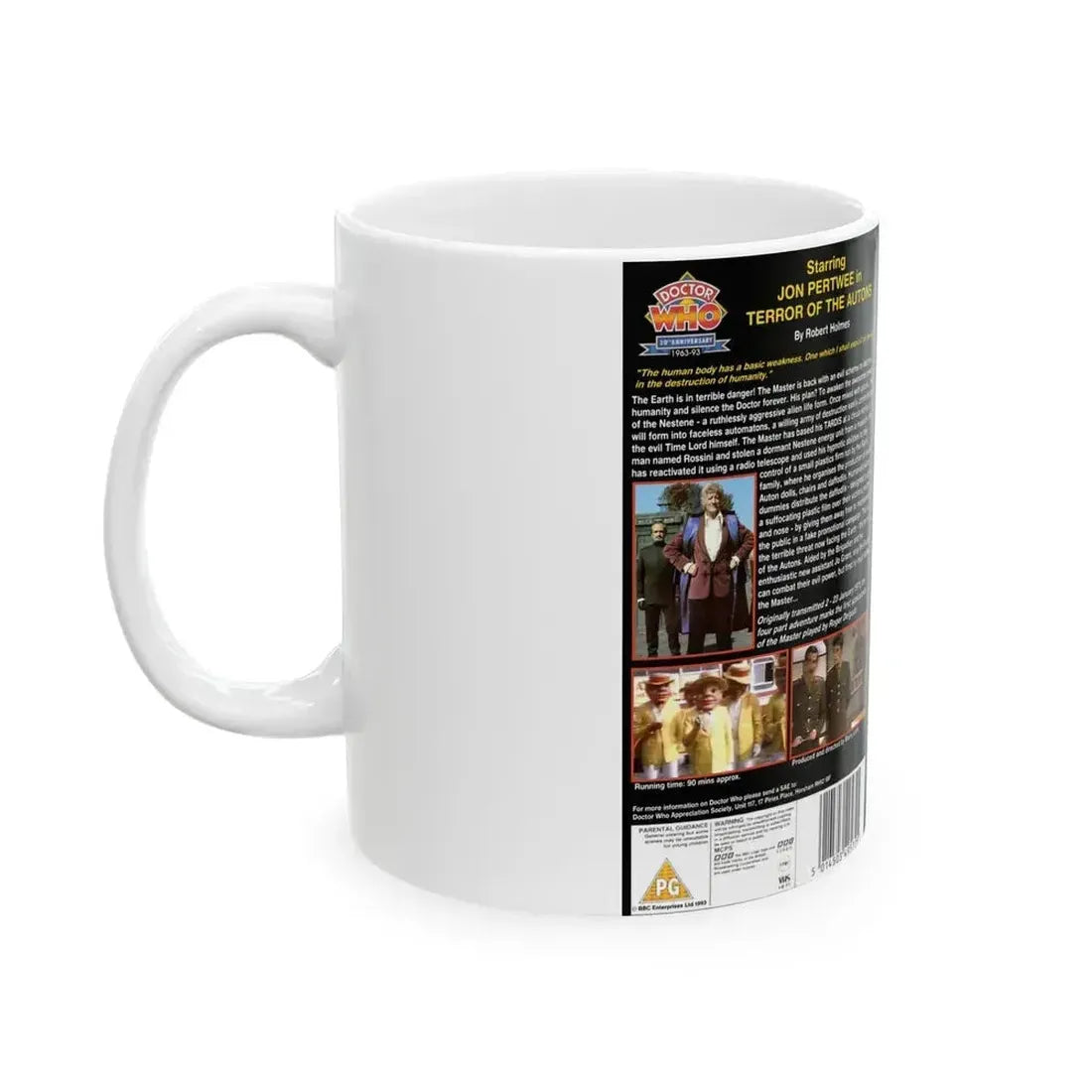 DOCTOR WHO TERROR OF THE AUTONS (VHS COVER) - White Coffee Mug - Go Mug Yourself