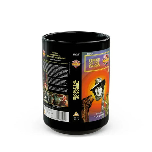 DOCTOR WHO TERROR OF THE ZYGONS (VHS COVER) - Black Coffee Mug 15oz - Go Mug Yourself