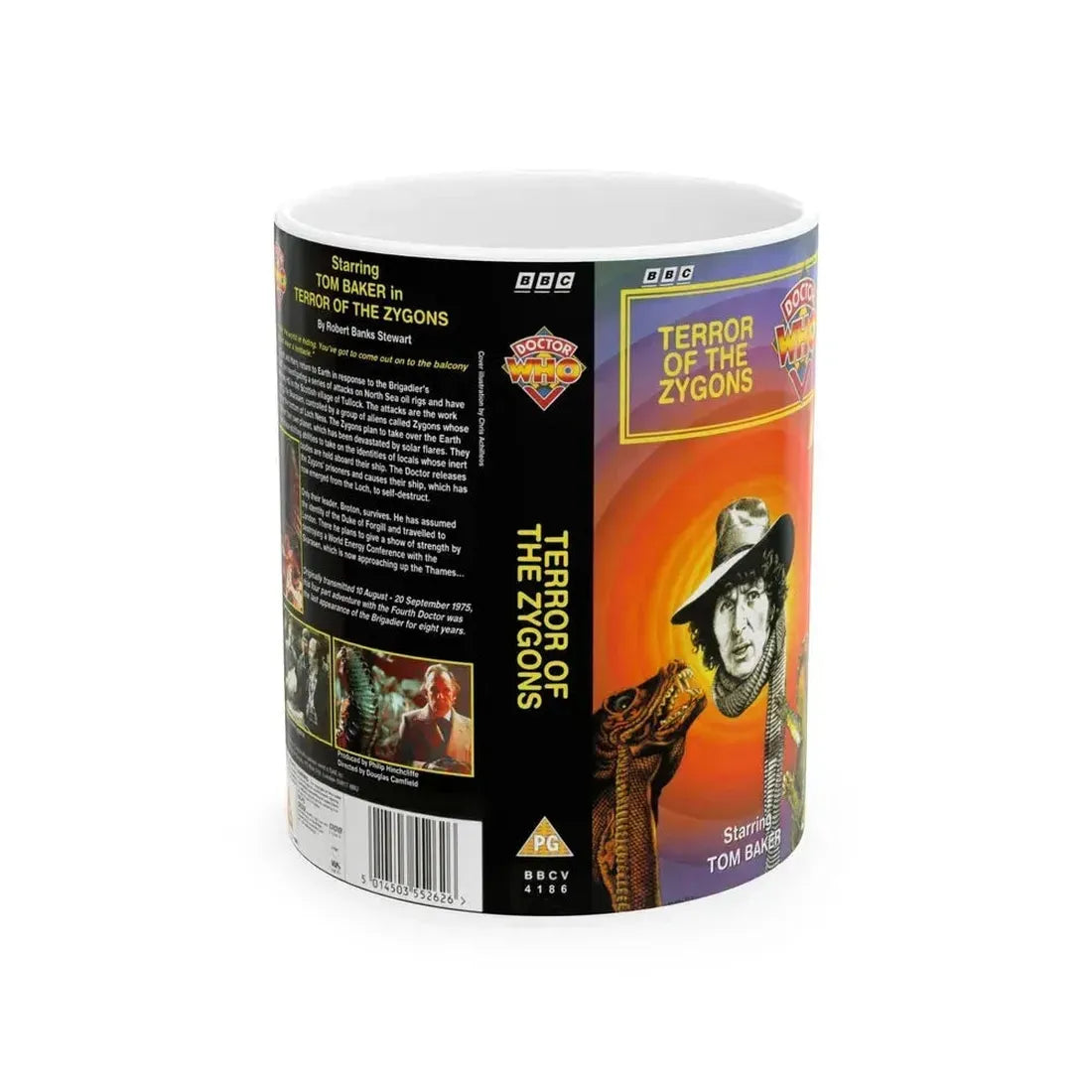 DOCTOR WHO TERROR OF THE ZYGONS (VHS COVER) - White Coffee Mug 11oz - Go Mug Yourself