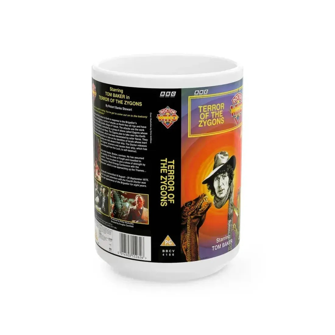 DOCTOR WHO TERROR OF THE ZYGONS (VHS COVER) - White Coffee Mug 15oz - Go Mug Yourself