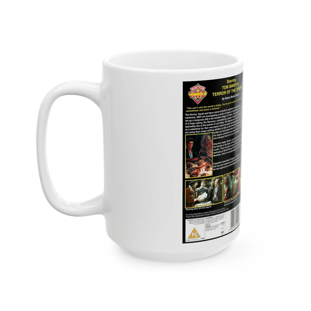 DOCTOR WHO TERROR OF THE ZYGONS (VHS COVER) - White Coffee Mug-Go Mug Yourself