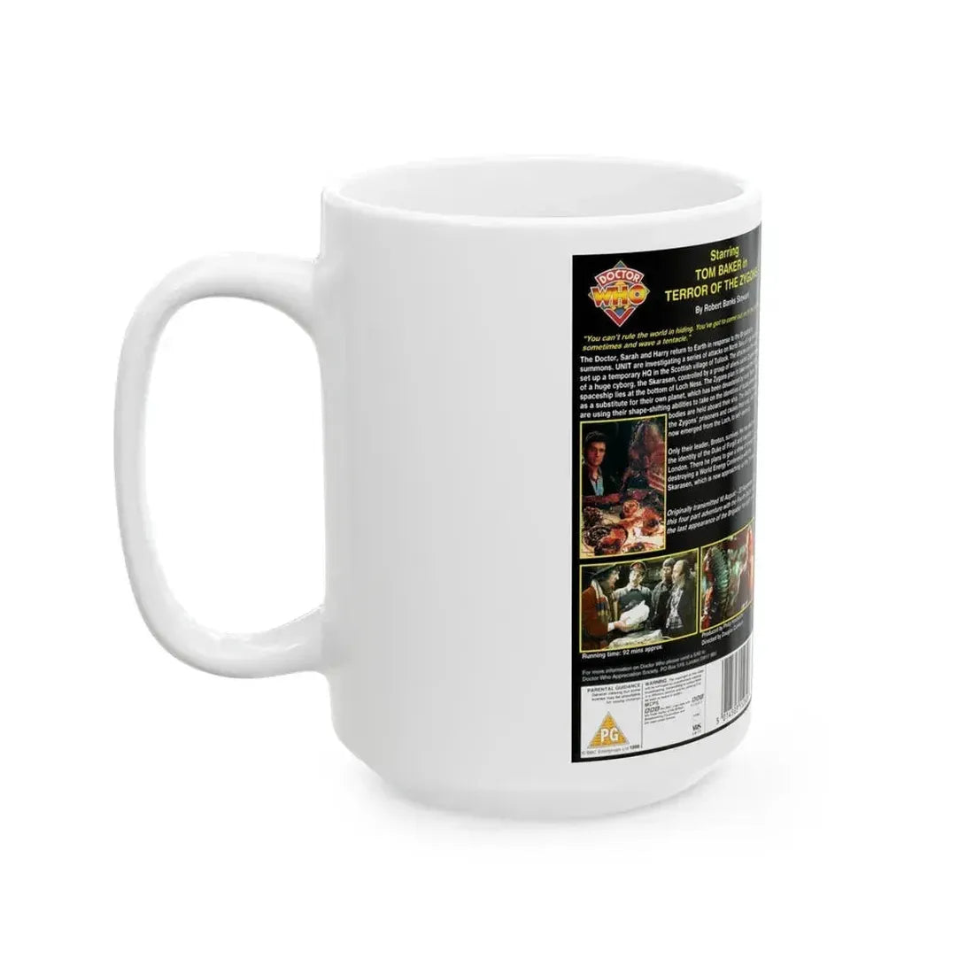 DOCTOR WHO TERROR OF THE ZYGONS (VHS COVER) - White Coffee Mug - Go Mug Yourself