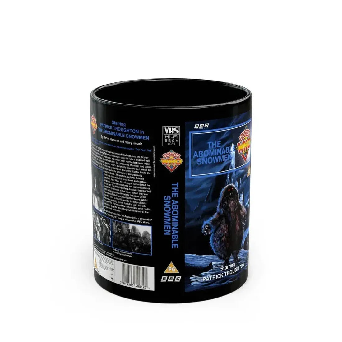 DOCTOR WHO THE ABOMINABLE SNOWMEN (VHS COVER) - Black Coffee Mug 11oz - Go Mug Yourself