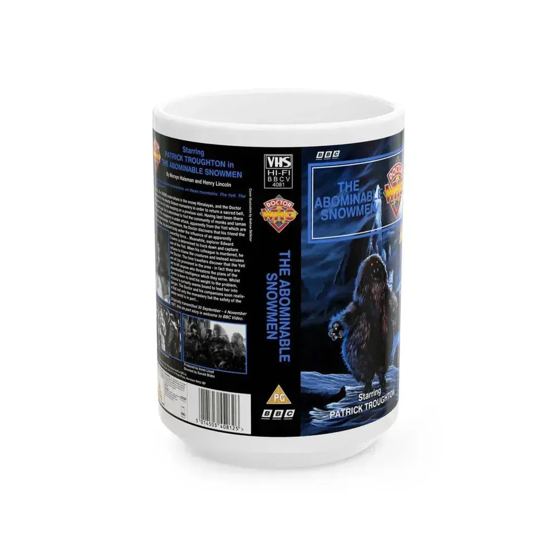 DOCTOR WHO THE ABOMINABLE SNOWMEN (VHS COVER) - White Coffee Mug 15oz - Go Mug Yourself