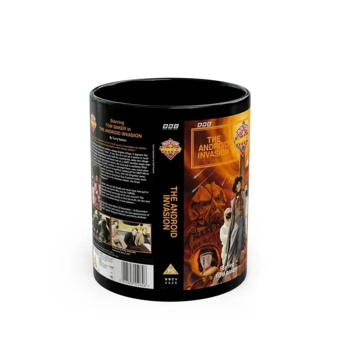 DOCTOR WHO THE ANDROID INVASION (VHS COVER) - Black Coffee Mug 11oz - Go Mug Yourself