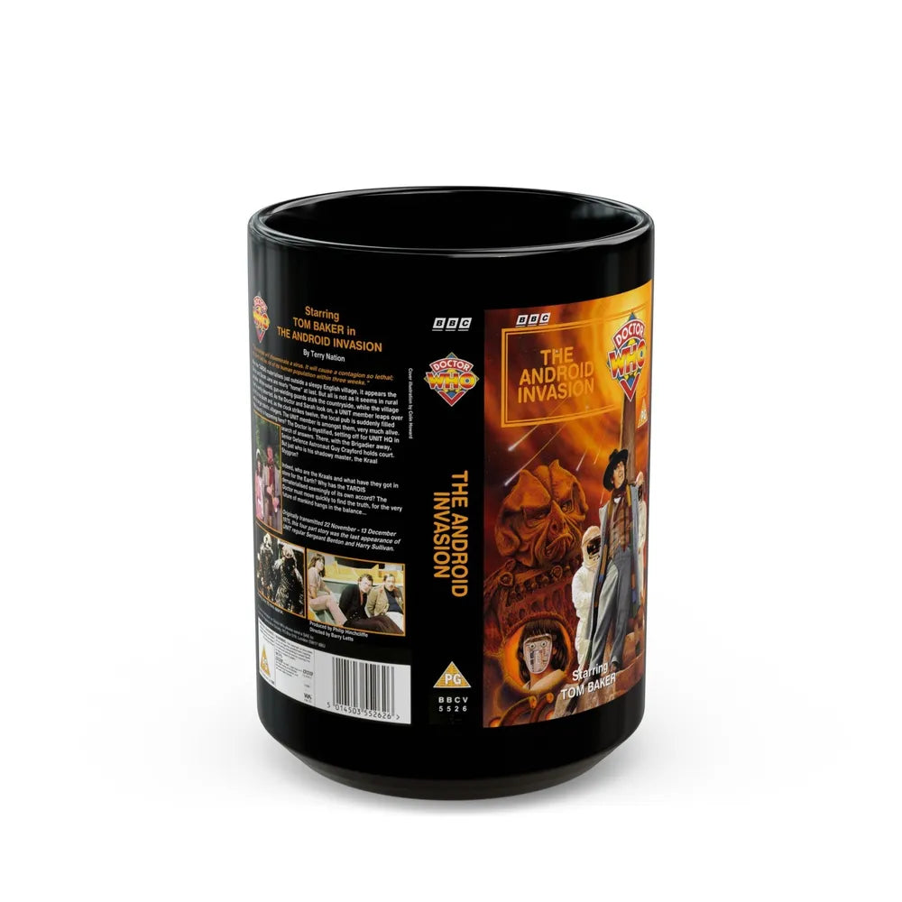 DOCTOR WHO THE ANDROID INVASION (VHS COVER) - Black Coffee Mug-15oz-Go Mug Yourself