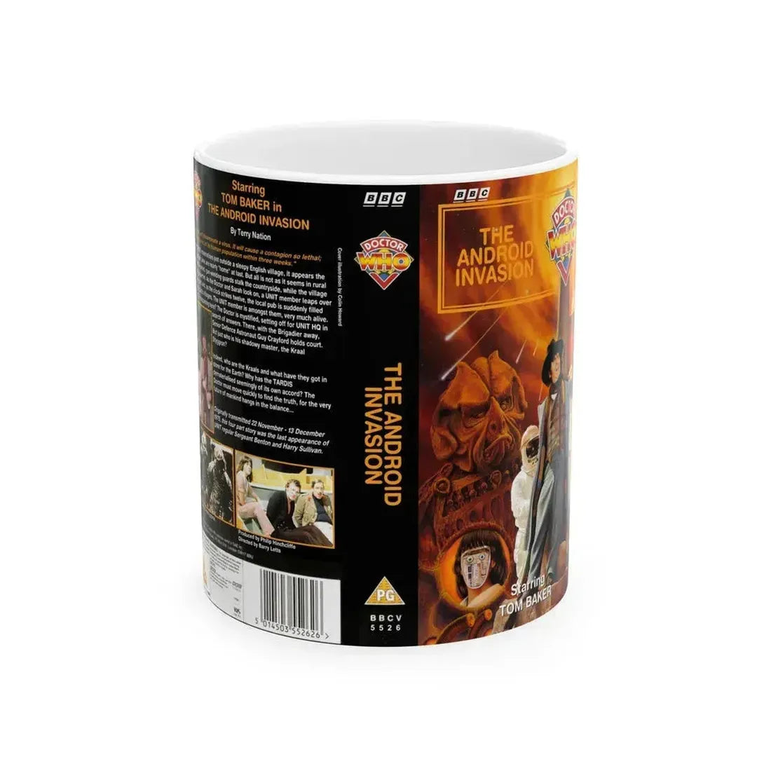 DOCTOR WHO THE ANDROID INVASION (VHS COVER) - White Coffee Mug 11oz - Go Mug Yourself
