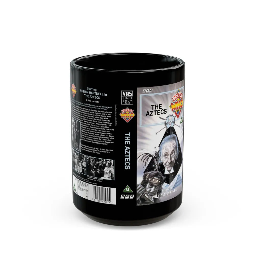 DOCTOR WHO THE AZTECS (VHS COVER) - Black Coffee Mug-15oz-Go Mug Yourself