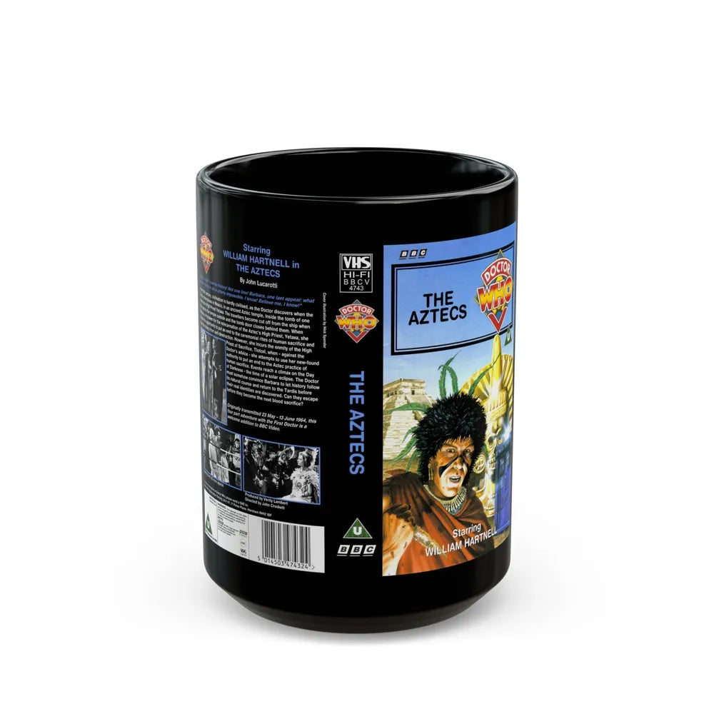 DOCTOR WHO THE AZTECS WILLIAM HARTNELL (VHS COVER) - Black Coffee Mug-15oz-Go Mug Yourself