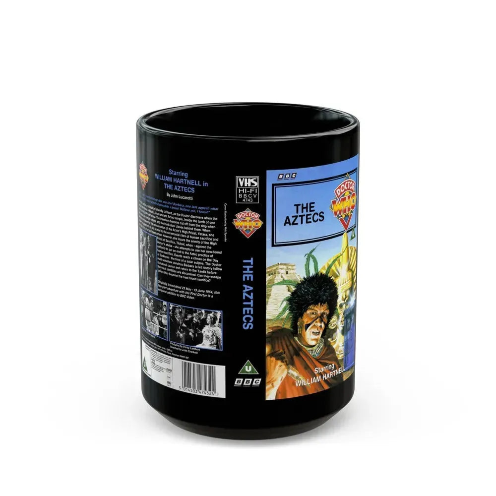 DOCTOR WHO THE AZTECS WILLIAM HARTNELL (VHS COVER) - Black Coffee Mug 15oz - Go Mug Yourself