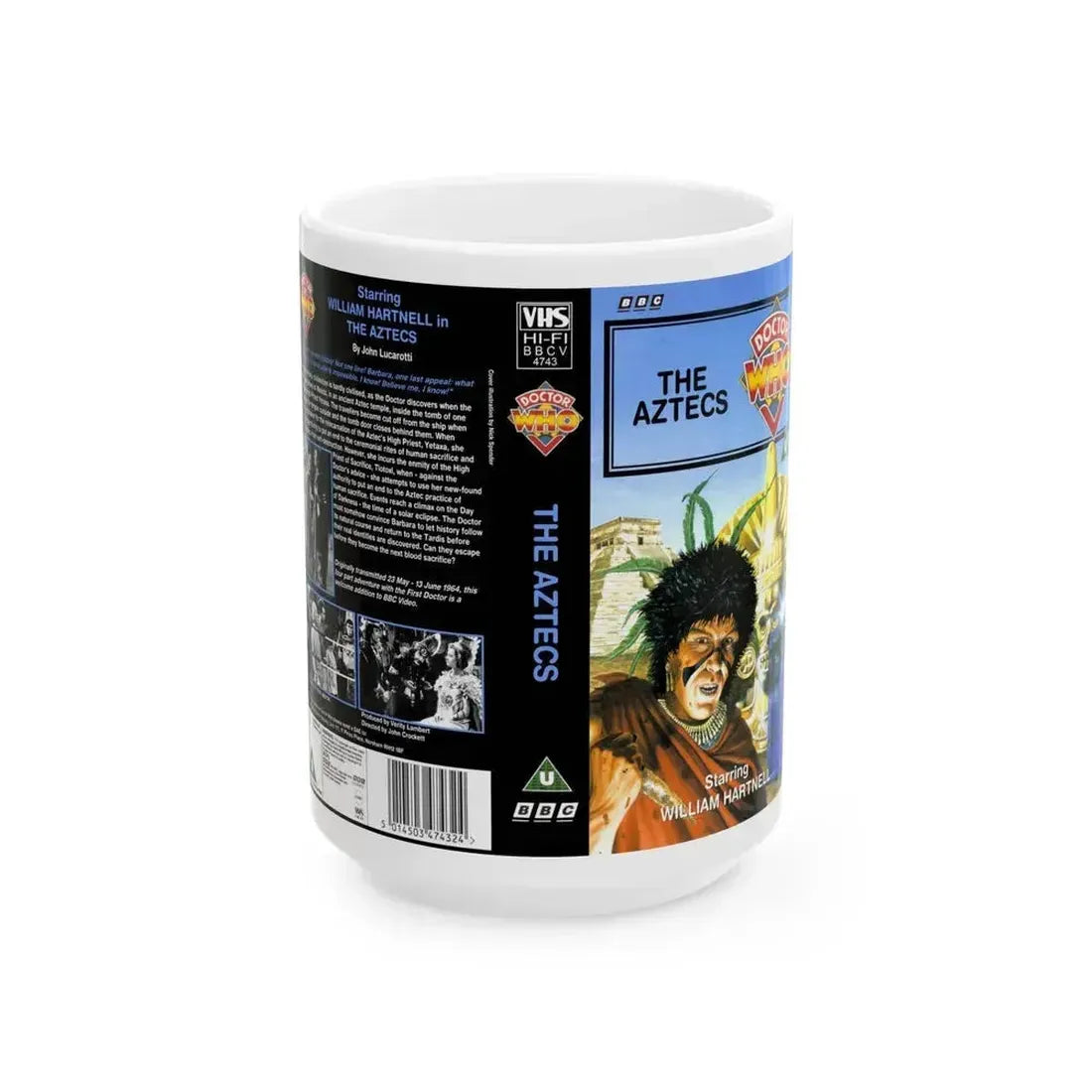DOCTOR WHO THE AZTECS WILLIAM HARTNELL (VHS COVER) - White Coffee Mug 15oz - Go Mug Yourself