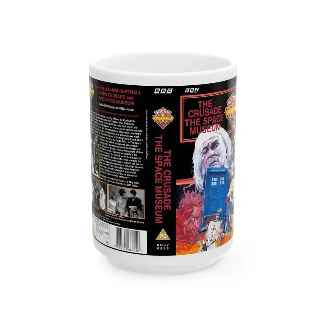 DOCTOR WHO THE CRUSADE AND THE SPACE MUSEUM (VHS COVER) - White Coffee Mug 15oz - Go Mug Yourself