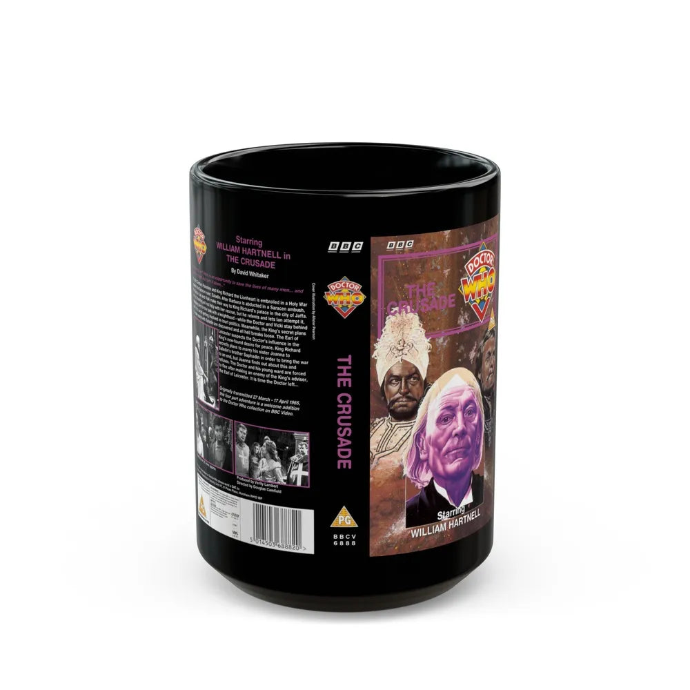 DOCTOR WHO THE CRUSADE (VHS COVER) - Black Coffee Mug-15oz-Go Mug Yourself