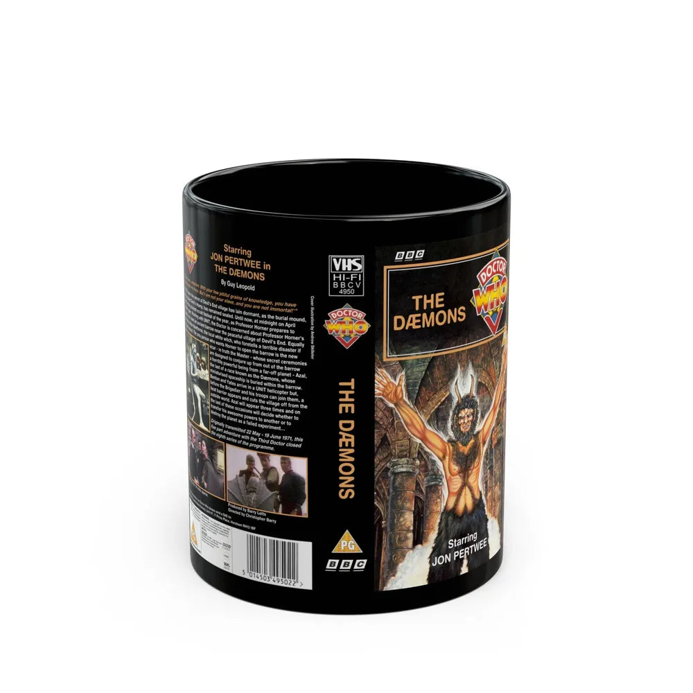 DOCTOR WHO THE DAEMONS (VHS COVER) - Black Coffee Mug-11oz-Go Mug Yourself