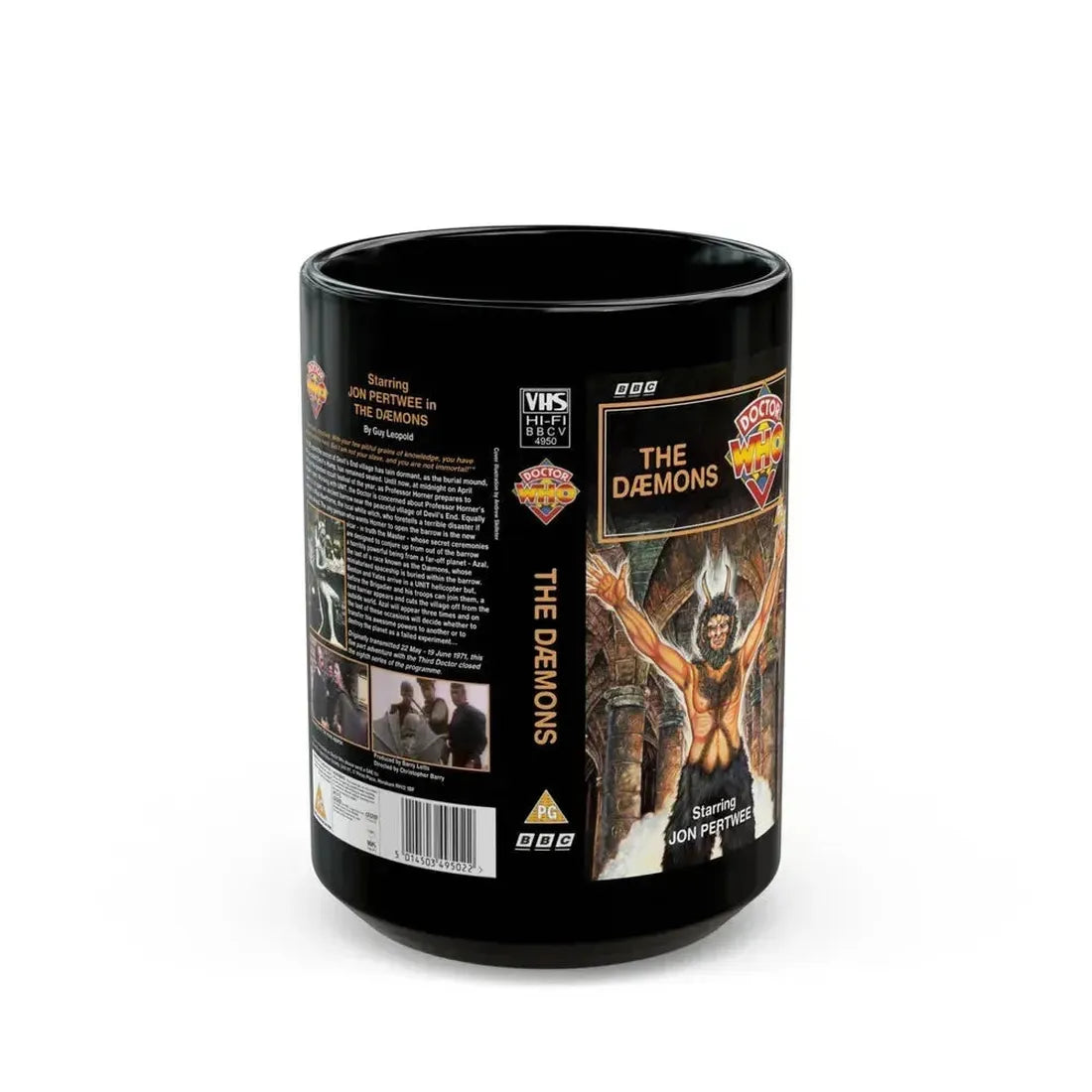 DOCTOR WHO THE DAEMONS (VHS COVER) - Black Coffee Mug 15oz - Go Mug Yourself
