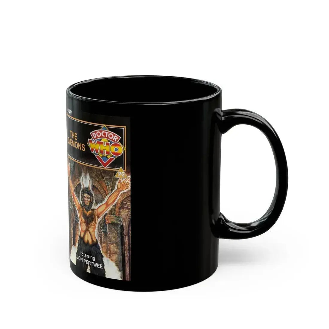 DOCTOR WHO THE DAEMONS (VHS COVER) - Black Coffee Mug - Go Mug Yourself