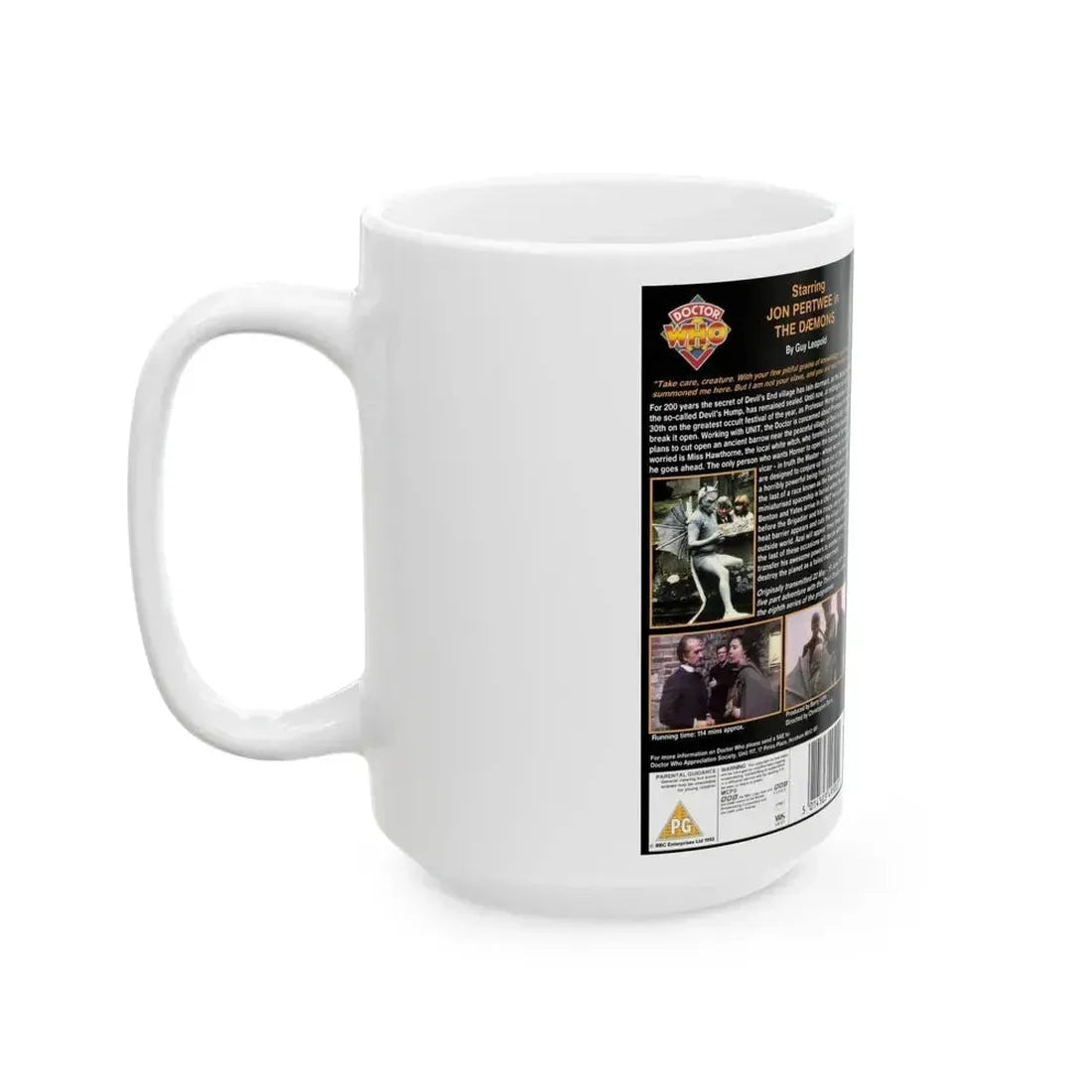 DOCTOR WHO THE DAEMONS (VHS COVER) - White Coffee Mug - Go Mug Yourself