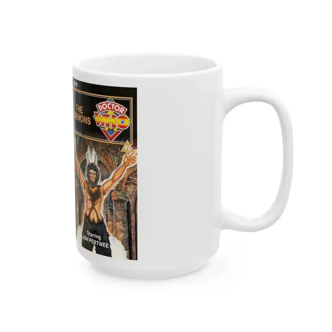 DOCTOR WHO THE DAEMONS (VHS COVER) - White Coffee Mug - Go Mug Yourself