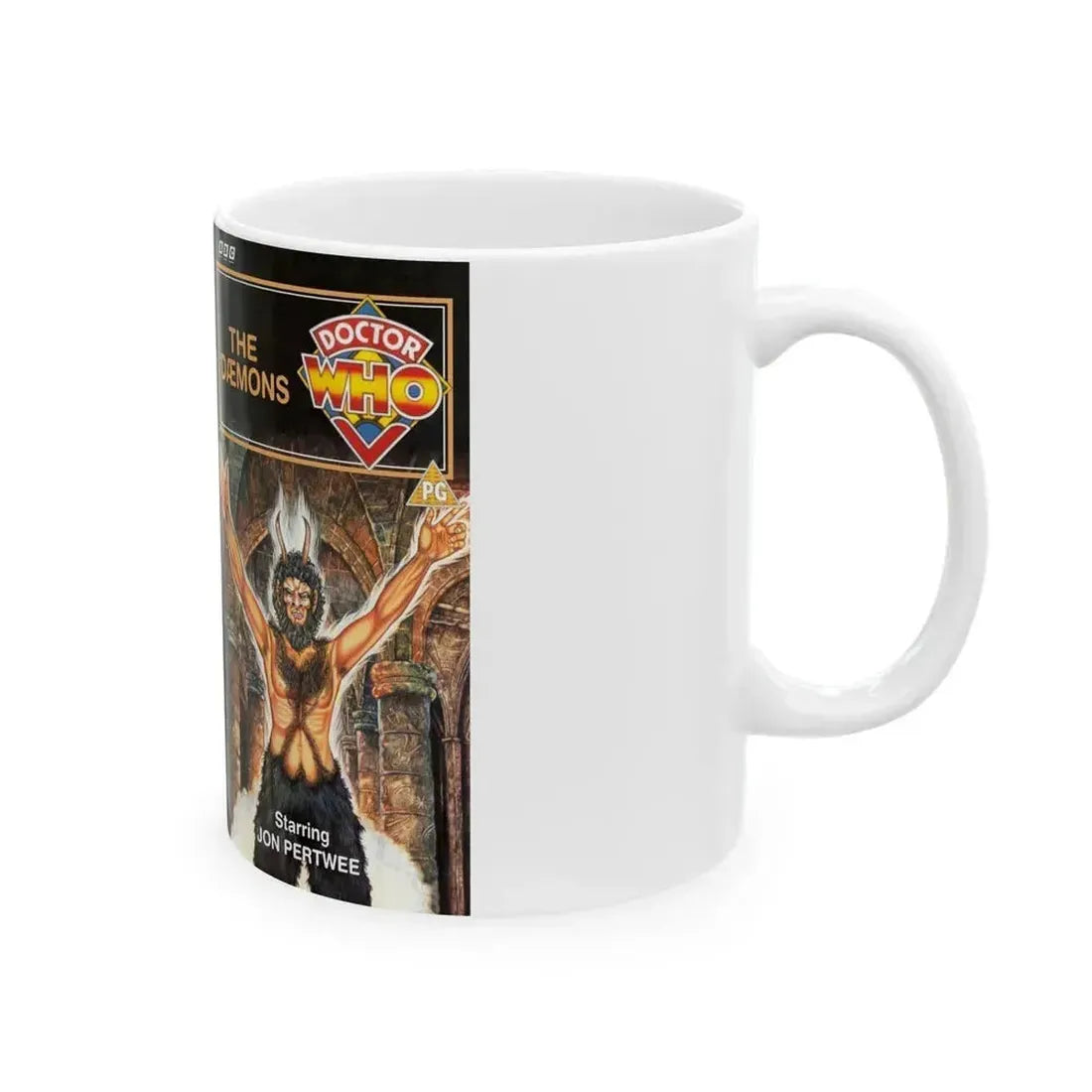 DOCTOR WHO THE DAEMONS (VHS COVER) - White Coffee Mug - Go Mug Yourself