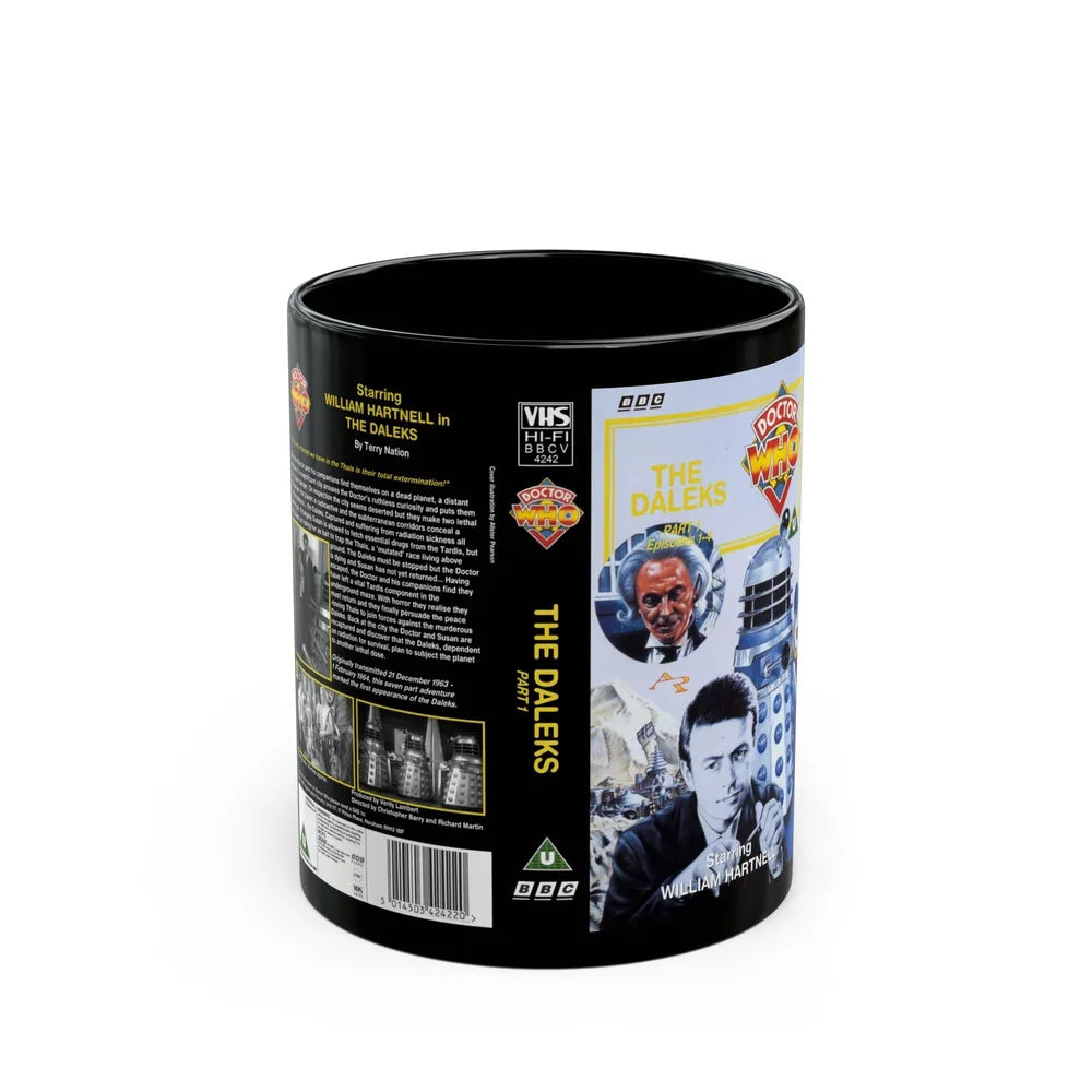 DOCTOR WHO THE DALEKS PART 1 (VHS COVER) - Black Coffee Mug-11oz-Go Mug Yourself